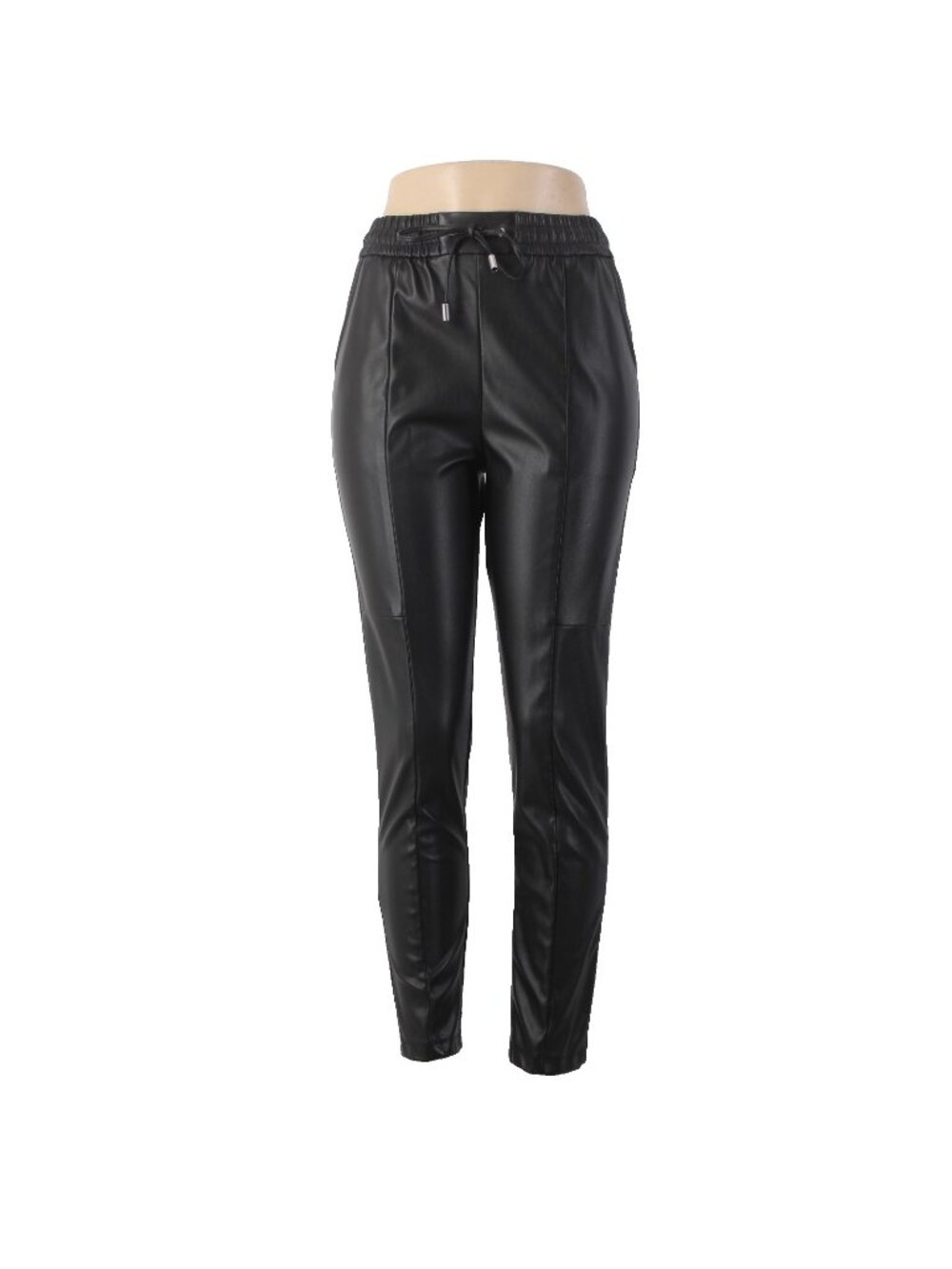 Love Tree Pant Sz S x 27 Black Faux Leather Elastic Waist 100% Polyurethane Pant